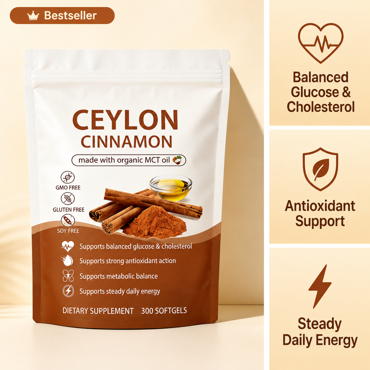 True Ceylon Cinnamon Softgels with MCT Oil