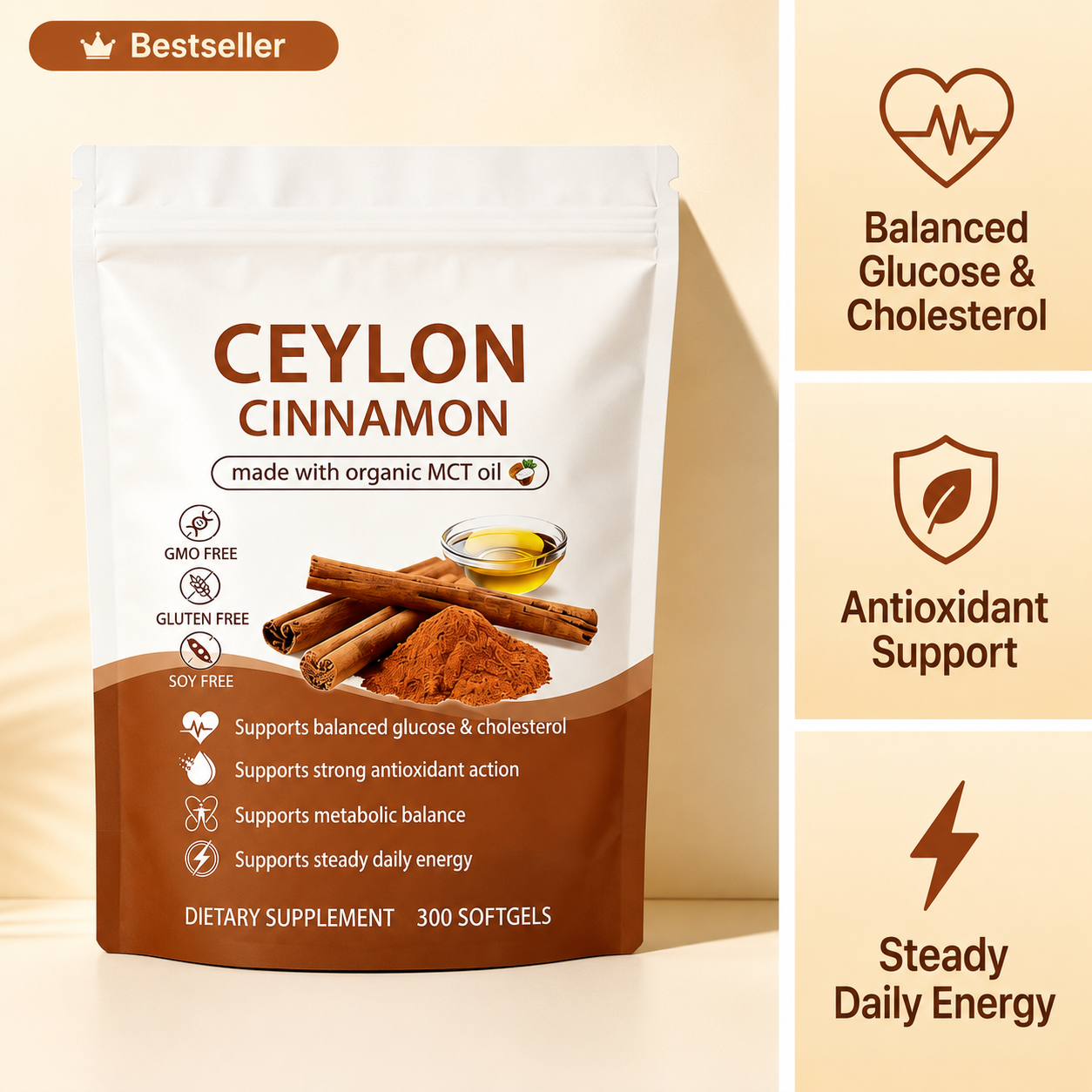 True Ceylon Cinnamon Softgels with MCT Oil